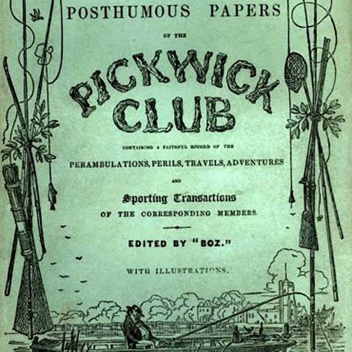 Originele uitgave van "The Pickwick Papers" door Charles Dickens, 1836. © Chapman and Hall (NYPL Berg Collectie) [Publiek domein], via Wikimedia Commons.