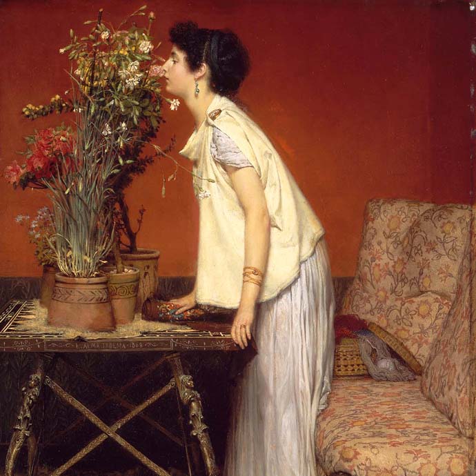 alma-tadema-vrouw-bloemen