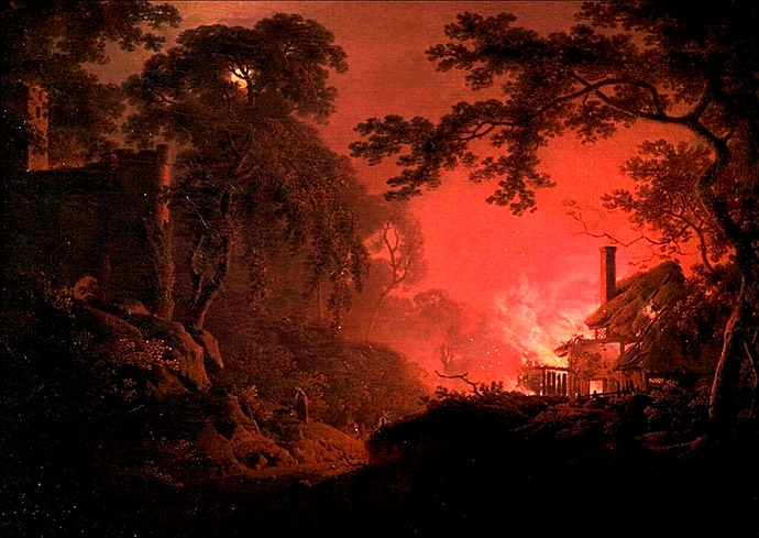 joseph-wright-of-derby-brandend-huisje-1793