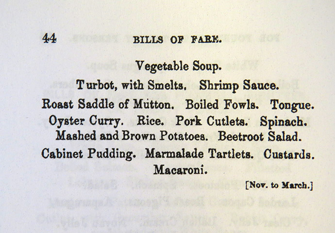 Bill of Fare Catherine Dickens Marmalade Tartlettes