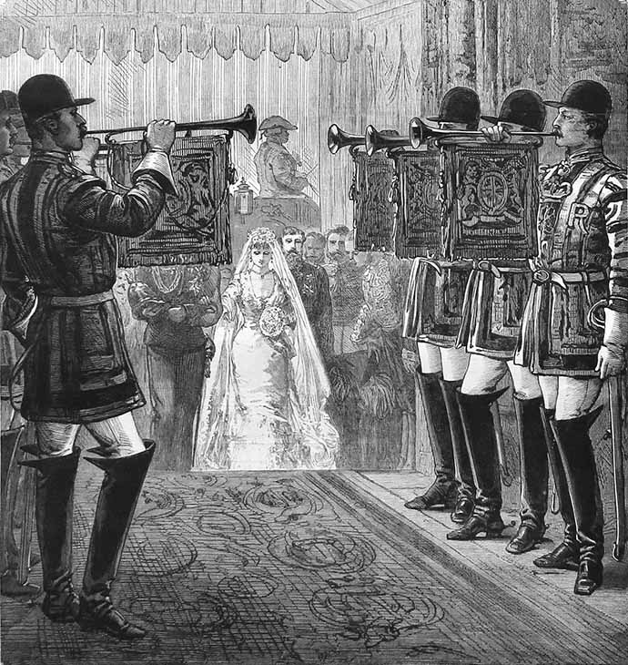 Ceremonie bij de trouwerij van Prins Arthur van Engeland