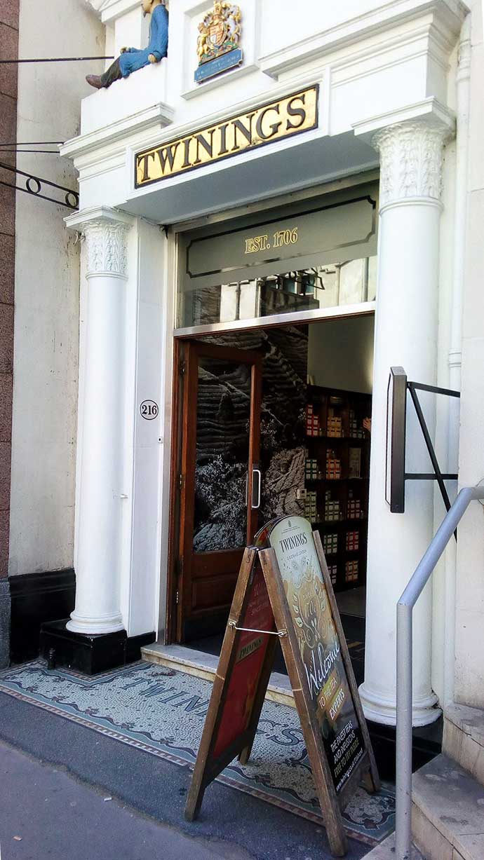 Ingang Twinings shop in Londen
