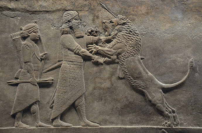 Assurbanipal jaagt op leeuwen