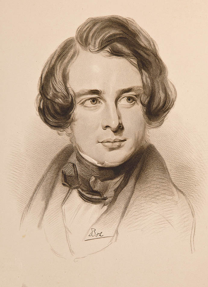 Portretschets van Charles Dickens in 1842