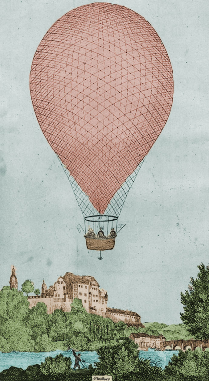Ballon-Charles-Green-1836-Duitsland-ingekleurd