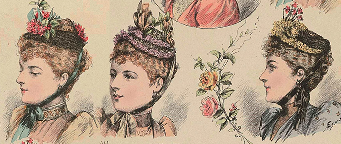 victoriaanse hoeden met bloemen 1892 toques