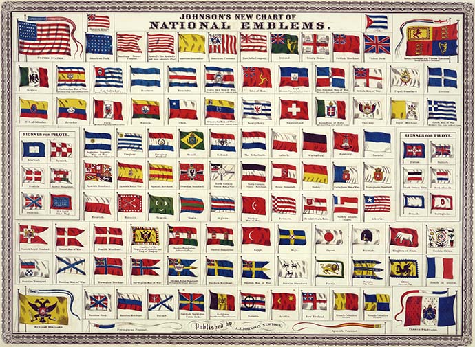 Johnson's New Chart of National Emblems uit 1868.