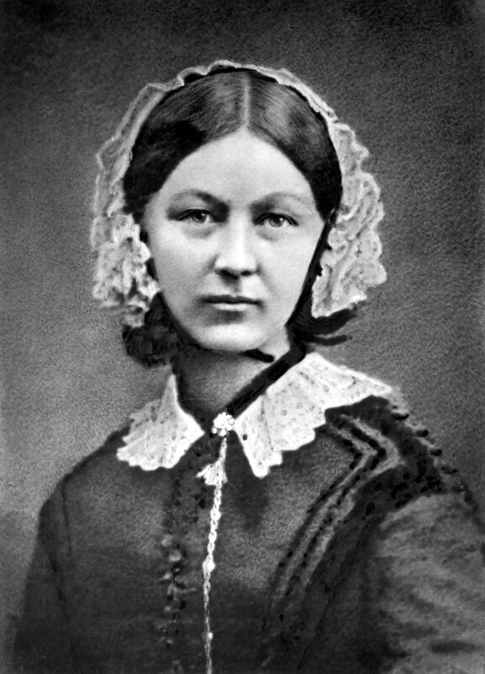 Florence Nightingale, op een fotoportret gemaakt door Henry Hering rond 1860.
