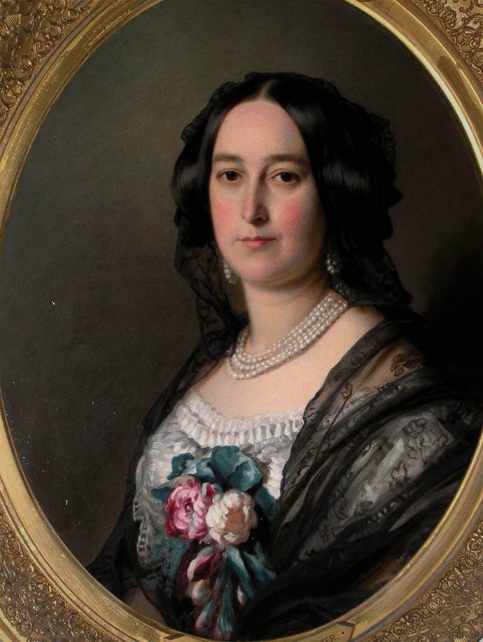 Feodora, prinses van Hohenlohe-Langenburg, in 1854-1855, dus ongeveer wanneer deze serie eindigd. Schilderij door William Corden de Jongere.
