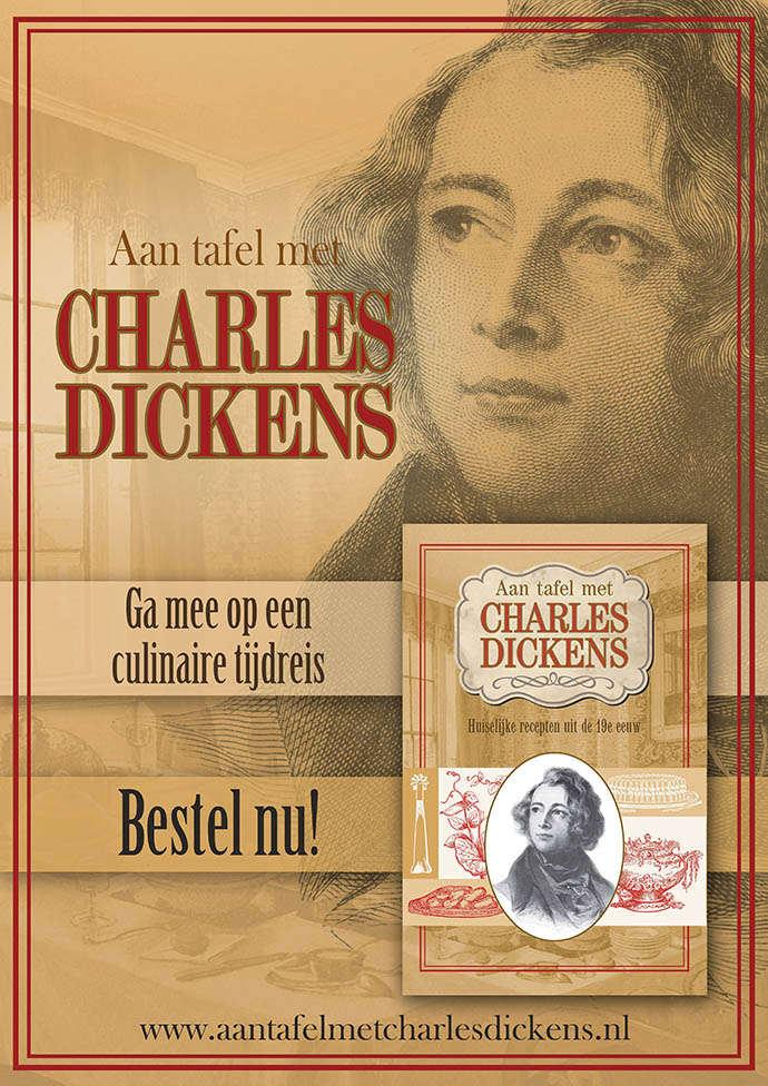 De promotieposter bij Aan tafel met Charles Dickens. Ontwerp door My inner Victorian.