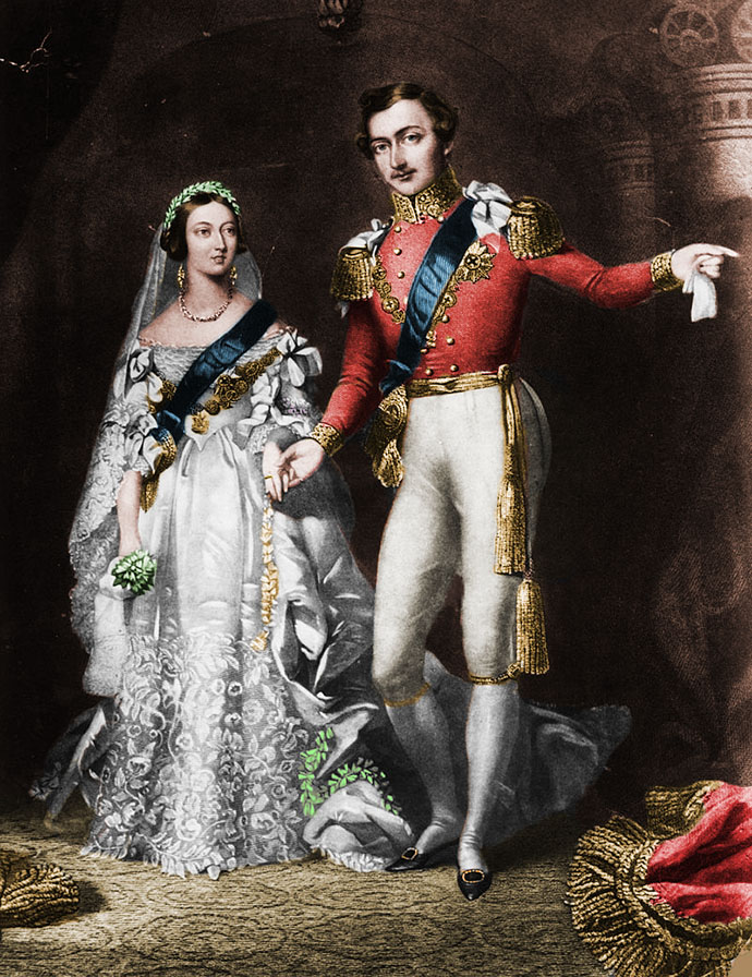 Victoria en Albert als bruidspaar, pas getrouwd