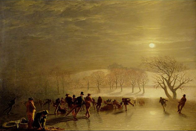 victoriaanse schaatsers, schilderij uit schotland