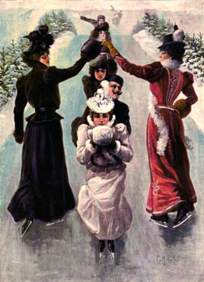 Schaatsende vrouwen 19e eeuw
