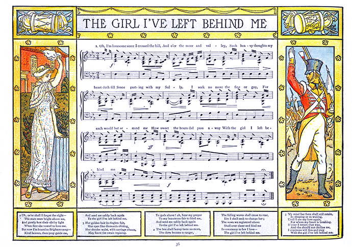 The Girl I left Behind Me bladmuziek Walter Crane