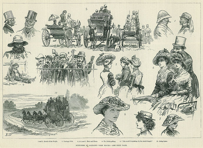 Sandown Park Races 1881 sketches