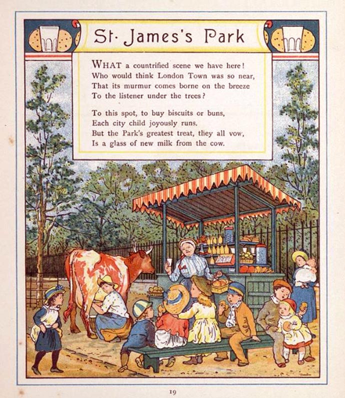 St. James's Park Londen 1883 with cows