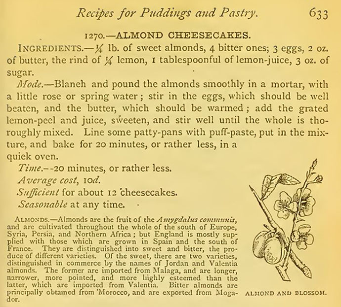 recept amandel cheesecakes mrs beeton