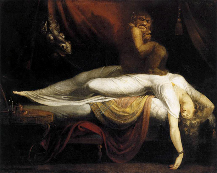 De Nachtmerrie van Johann Heinrich Füssli (1781) [Publiek domein].