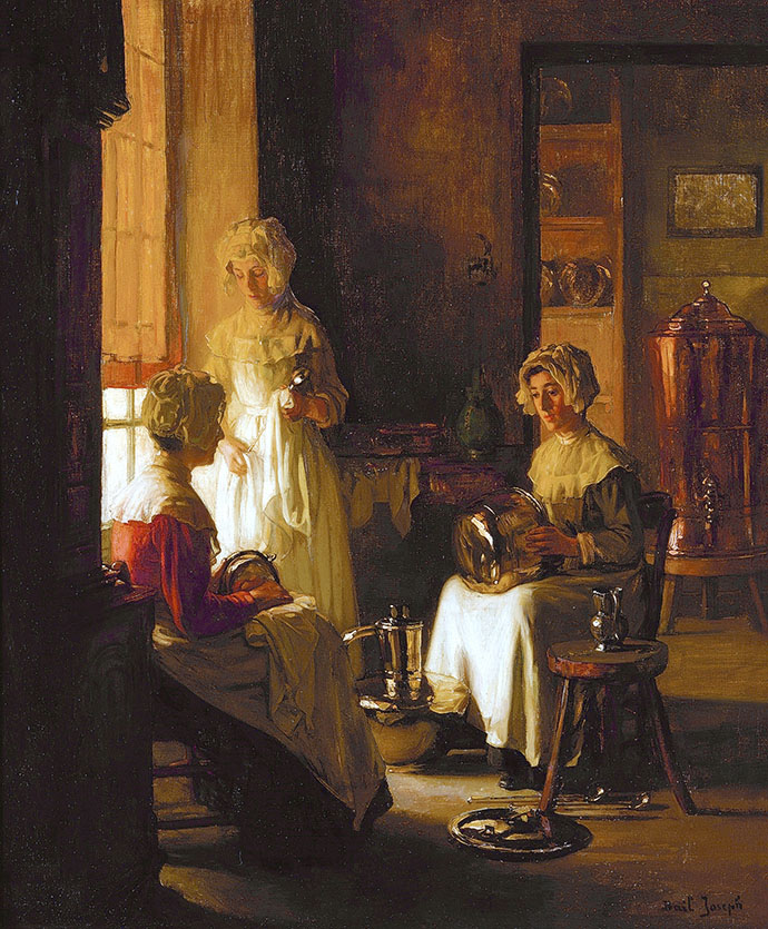 Polishing Copper door Joseph Bail (1862-1921) [Publiek domein].