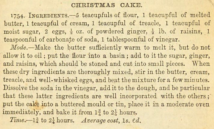 Mrs. Beetons recept voor Christmas Cake uit 1861.