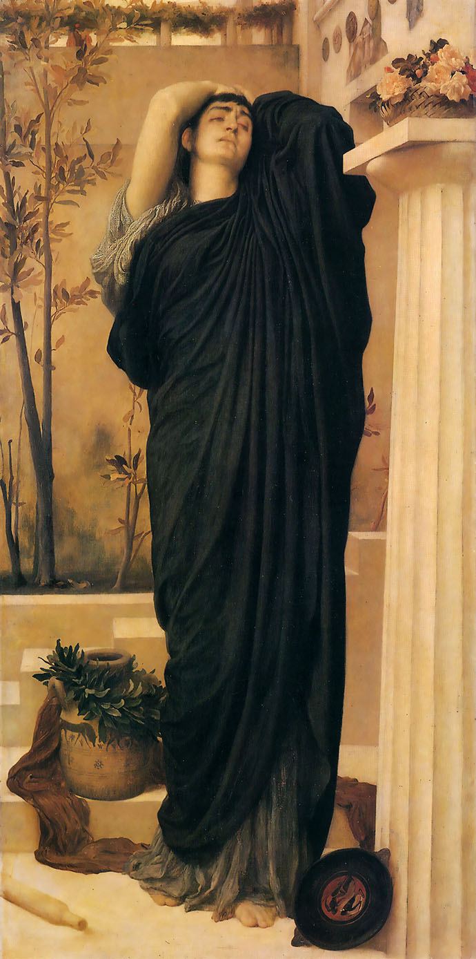 Electra at the Tomb of Agamemnon (ca. 1868), door Frederic Leighton [Publiek domein].