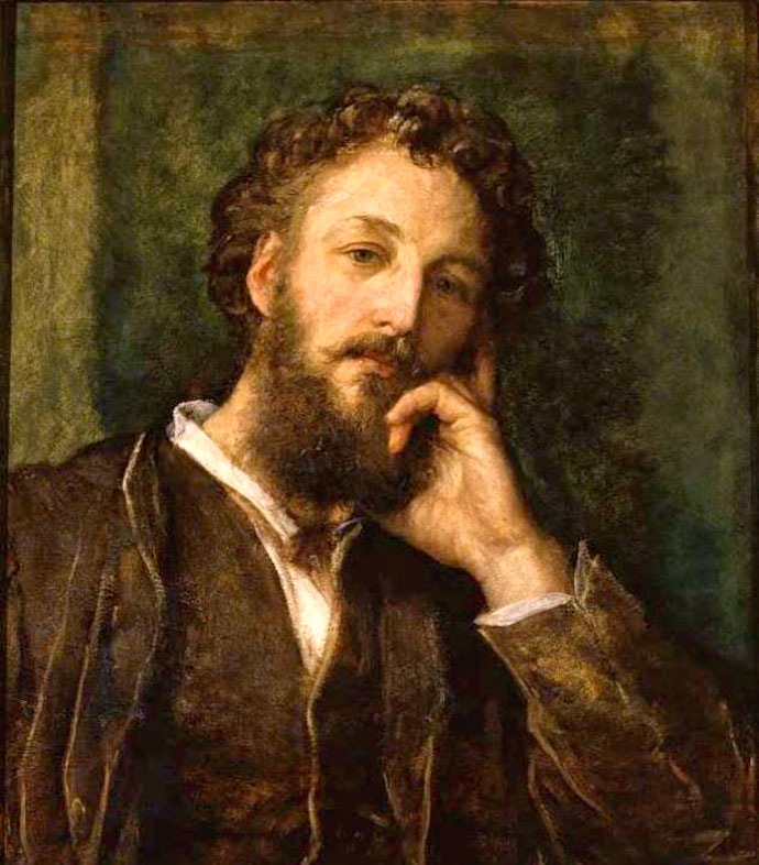 Frederic Leighton begin veertig, op een portret uit 1871, door zijn collega en goede vriend George Frederic Watts (1817-1904) [Publiek domein].