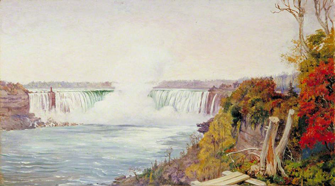 View of Both Falls of Niagara, door Marianne North [Publiek domein].